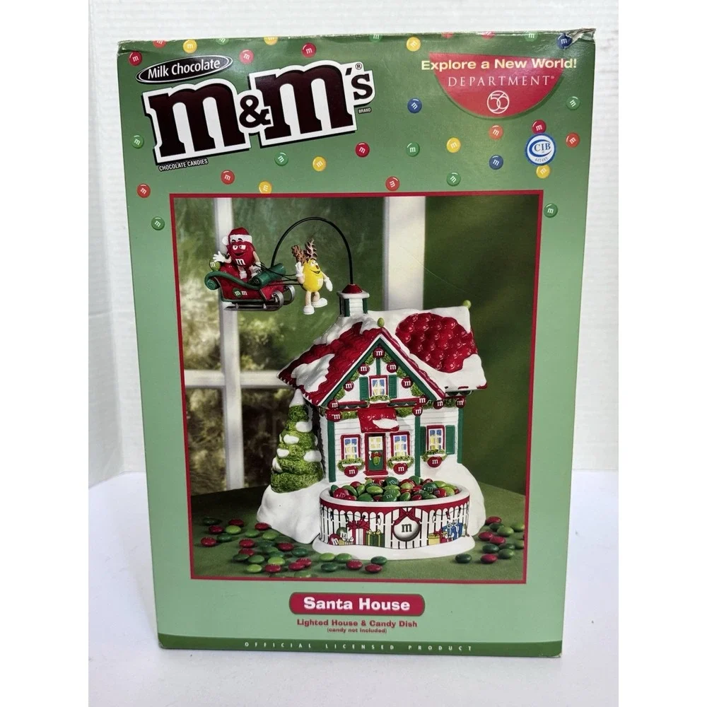 *VERY RARE!* NEW IN BOX! Department 56 - M&M's‎ Lighted Santa House! Impossible